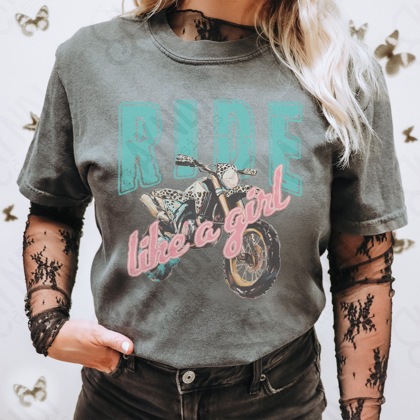 Ride Like a Girl Sublimation Design PNG Digital Download Printable Dirt Bike Pastel