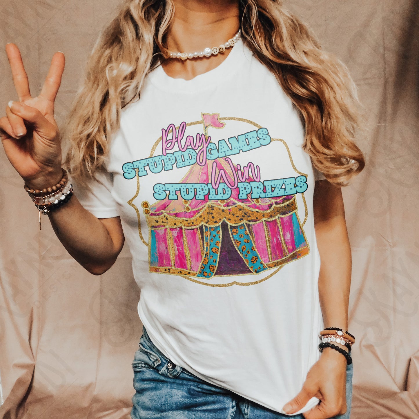 Stupid Games Stupid Prizes Sublimation Design PNG Digital Download Printable Cheetah Circus Pink