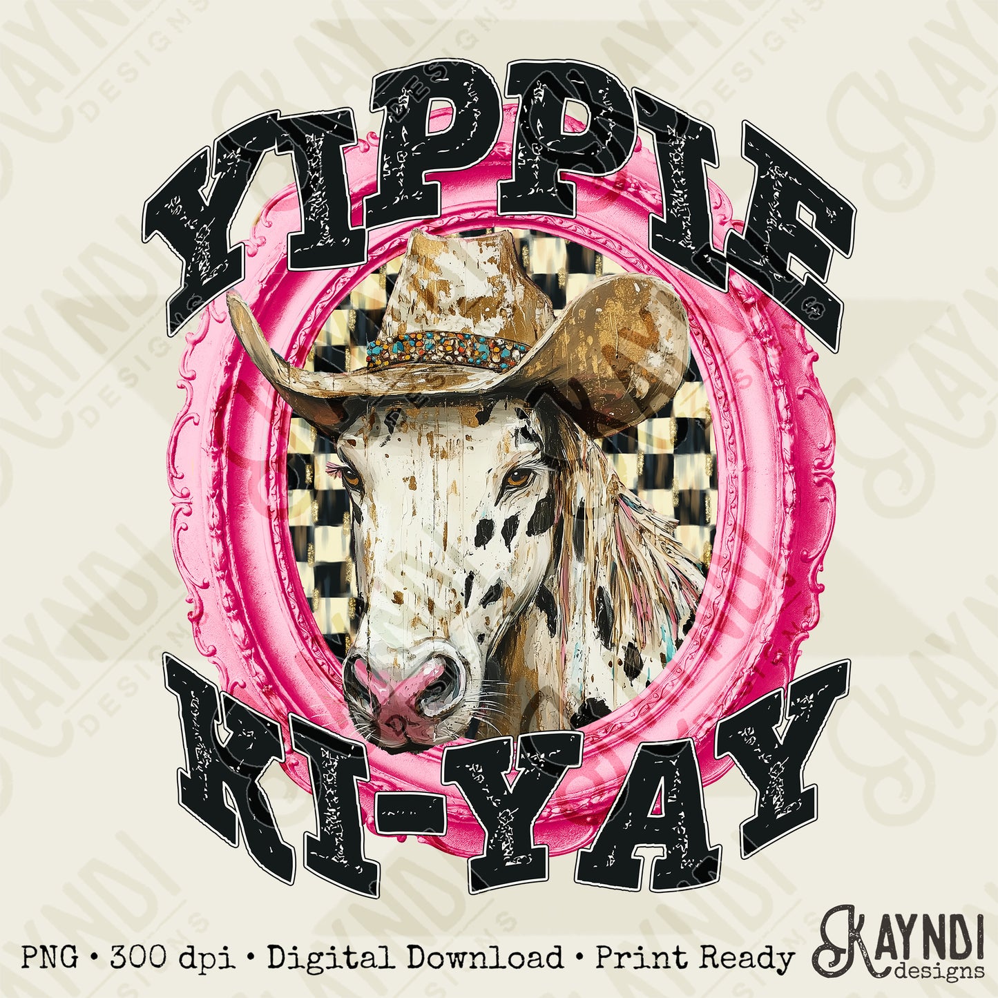 Yippie Ki Yay Sublimation Design PNG Digital Download Printable Country Farm Horse