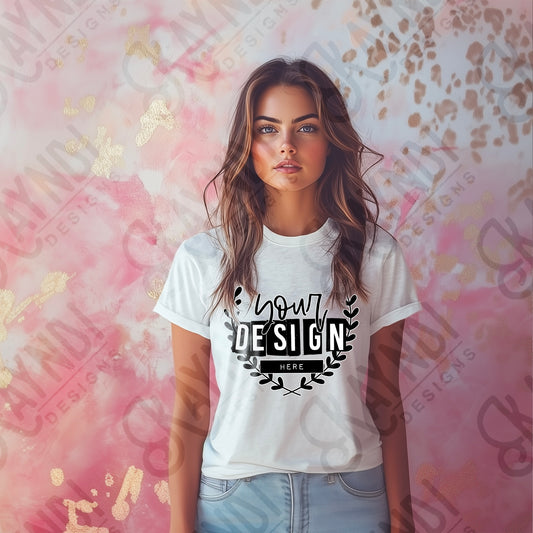 AI Assisted Generic Basic White Tee 2 High Quality JPG File Mock-up