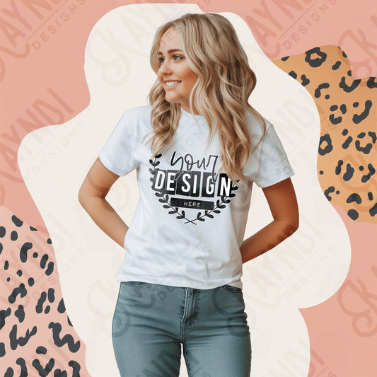 AI Assisted Generic Basic White Tee 3 High Quality JPG File Mock-up