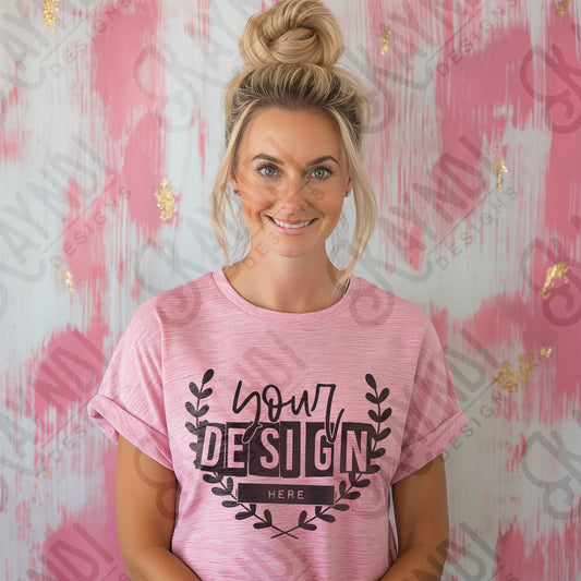 AI Assisted Generic Pink Tee 1 High Quality JPG File Mock-up