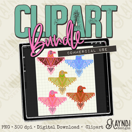 Hand Drawn Boho Bird Clipart Element PNG Digital Downloads Elements Southwestern Commercial Use