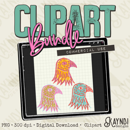 Hand Drawn Boho Eagle Clipart Element PNG Digital Downloads Elements Southwestern Commercial Use