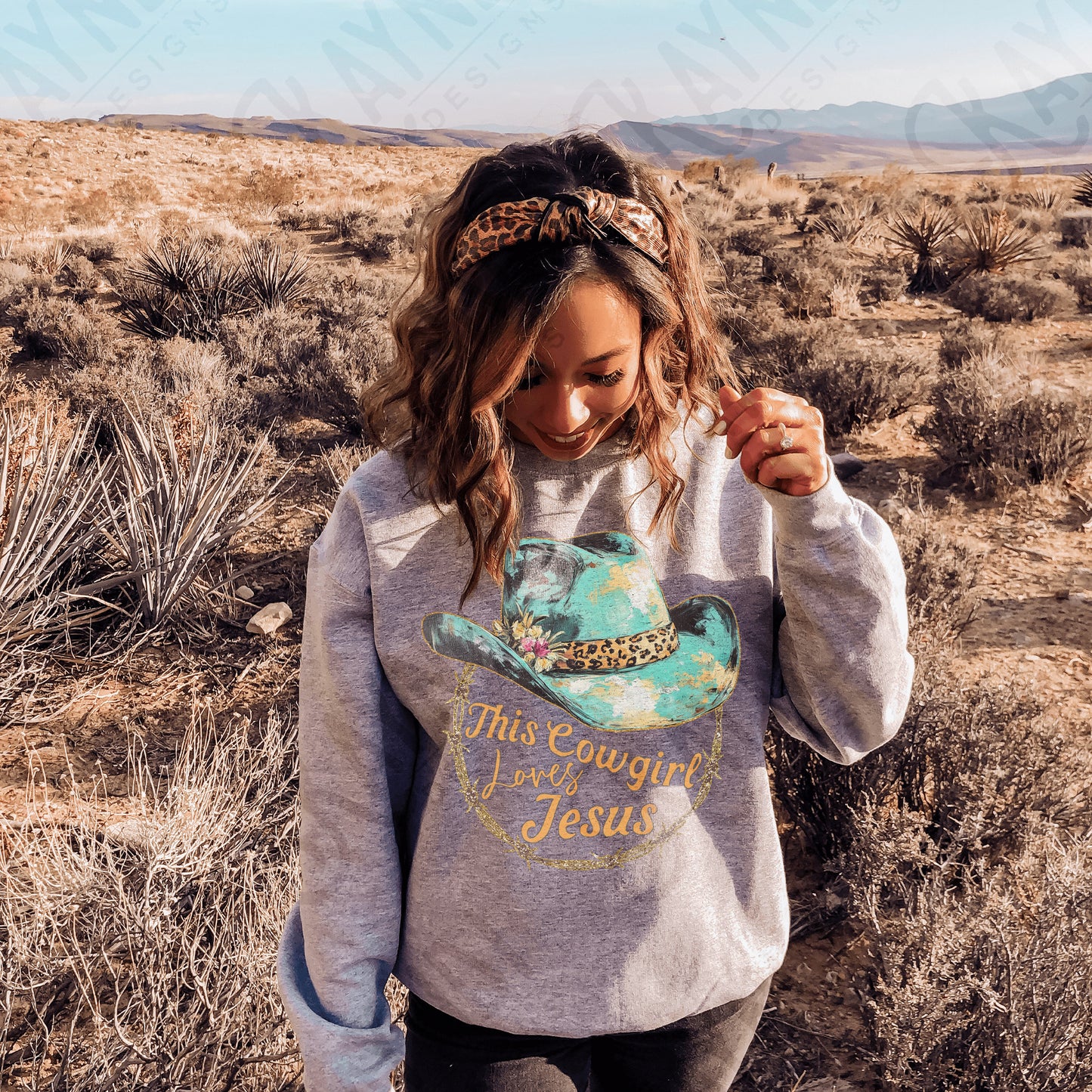 Cowgirl Loves Jesus Sublimation Design PNG Digital Download Printable Western Cheetah Faith