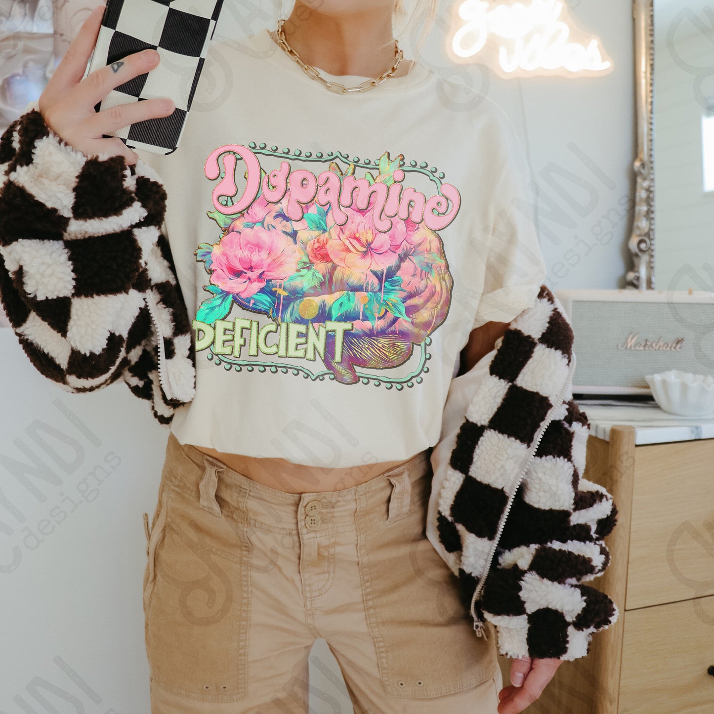 Dopamine Deficient Sublimation Design PNG Digital Download Printable Florals Flowers Colorful