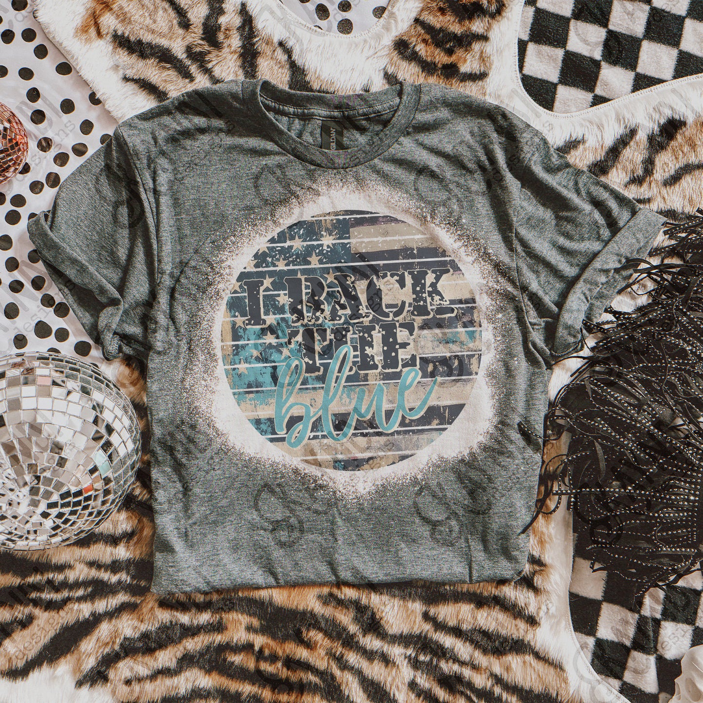 I Back the Blue Sublimation Design PNG Digital Download Printable Police Support Vintage Flag