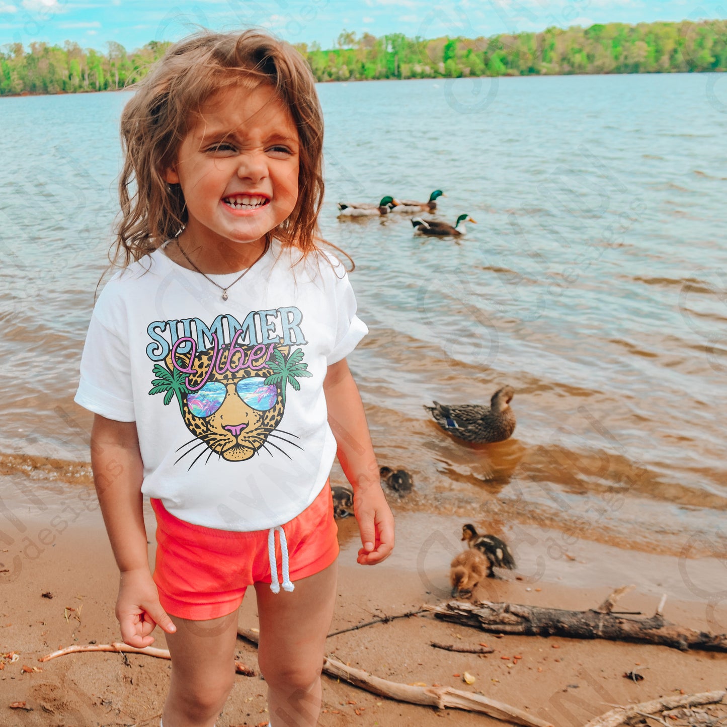 Summer Vibes Sublimation Design PNG Digital Download Printable Cheetah Palm Trees