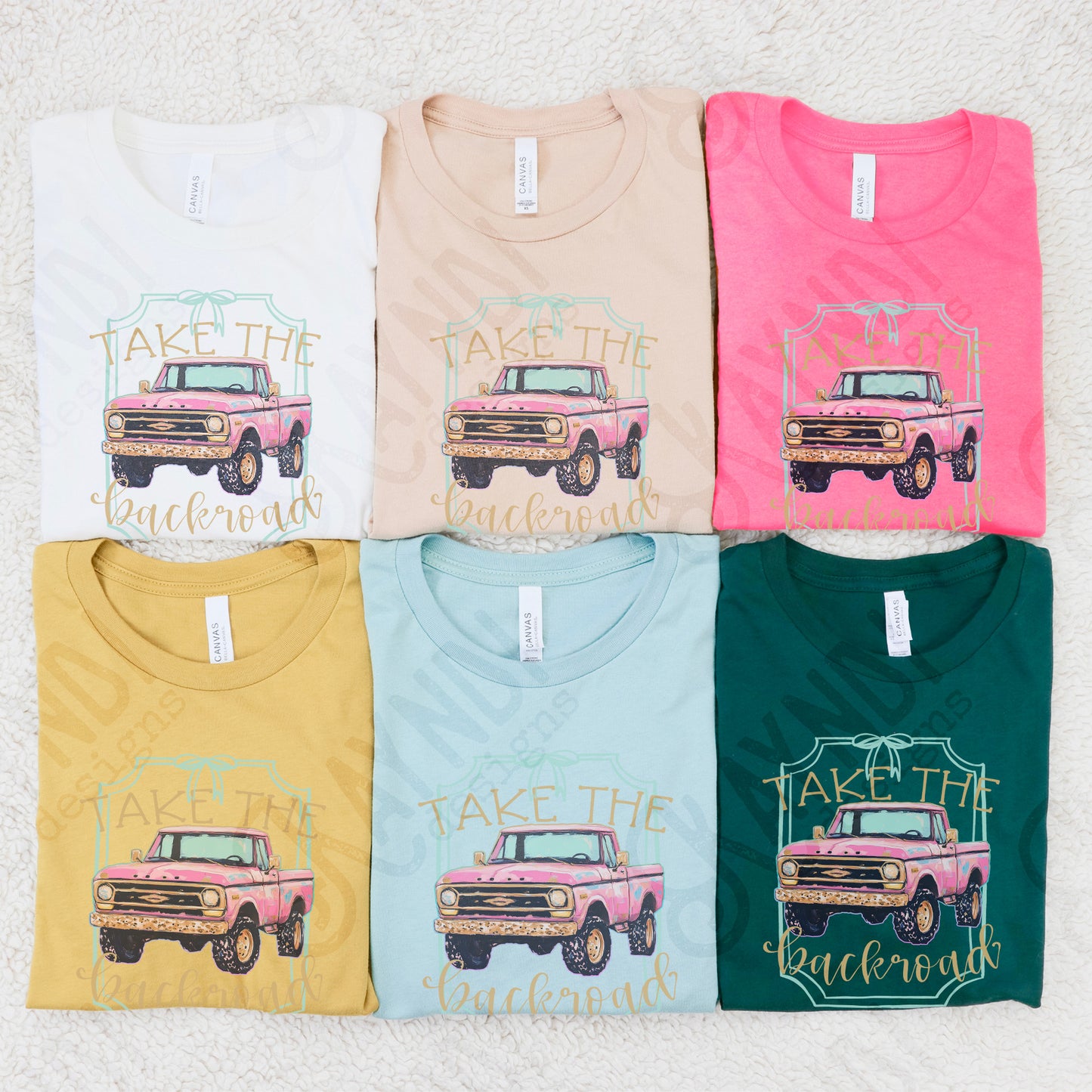 Take the Backroads Sublimation Design PNG Digital Download Printable Vintage Truck Pink
