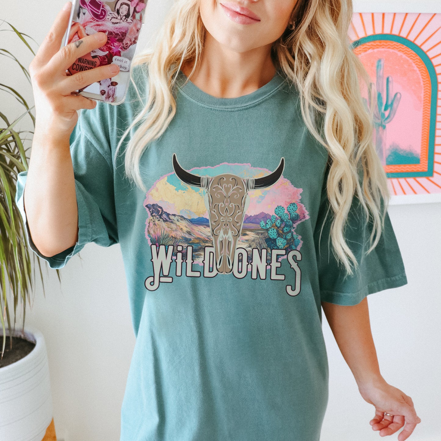 Wild Ones Sublimation Design PNG Digital Download Printable Western Bull Skull