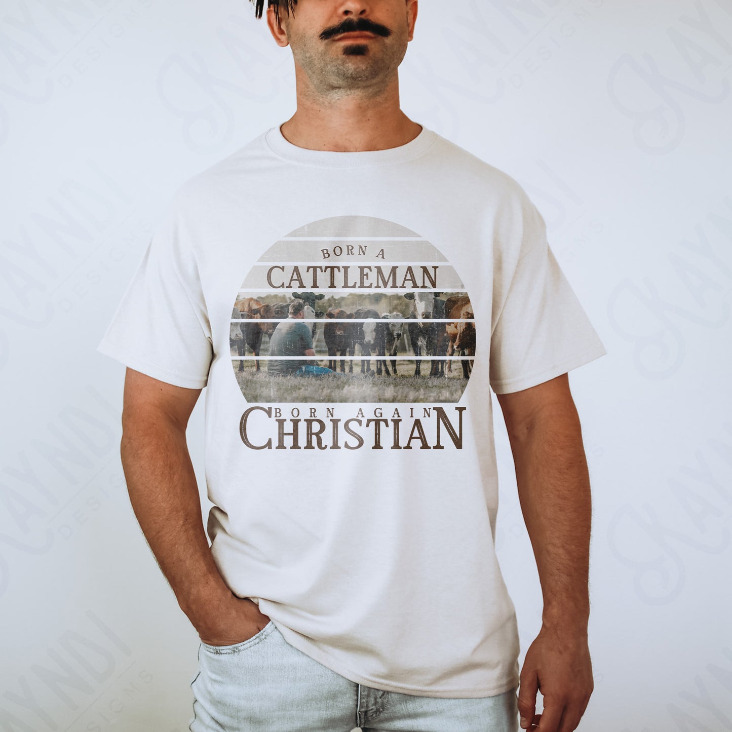 Born Again Christian Sublimation Design PNG Digital Download Printable Cattleman Western Ranch