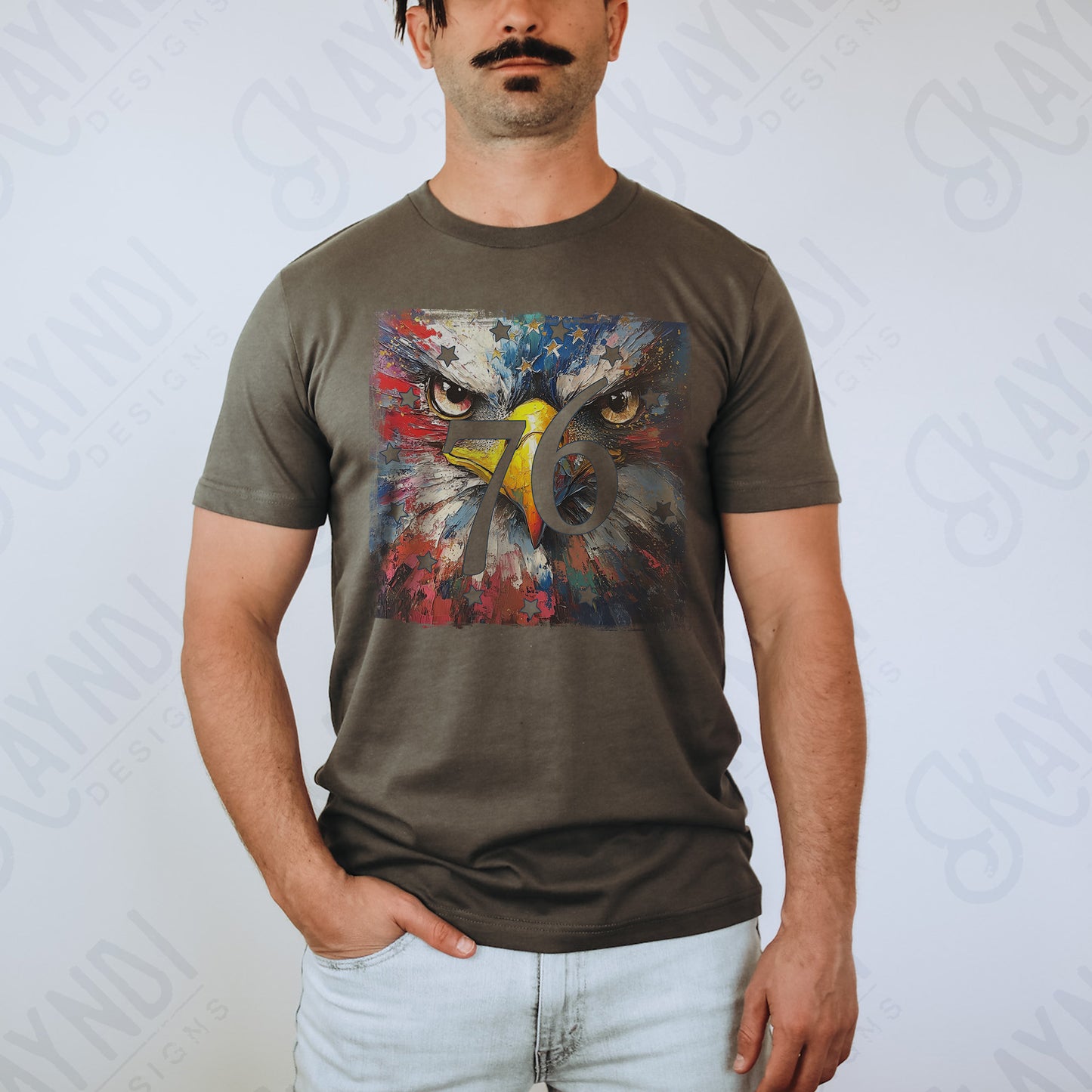Eagle 76 Sublimation Design PNG Digital Download Printable Patriotic Flag America