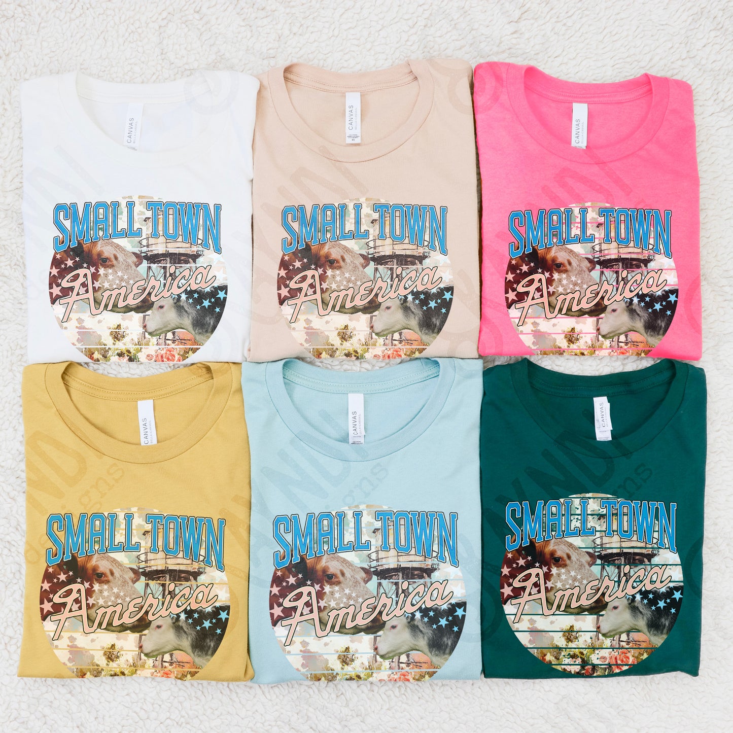 Small Town America Sublimation Design PNG Digital Download Printable Farm Stars Cows