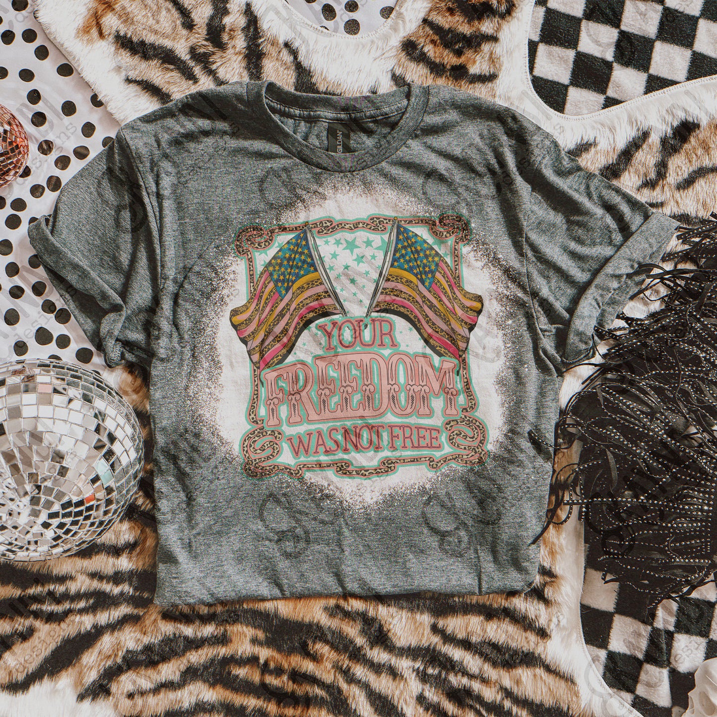 Your Freedom Was Not Free Sublimation Design PNG Digital Download Printable Pocket Patriotic Flag America