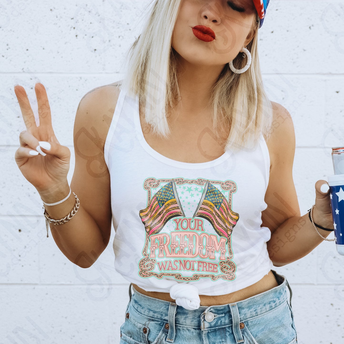 Your Freedom Was Not Free Sublimation Design PNG Digital Download Printable Pocket Patriotic Flag America