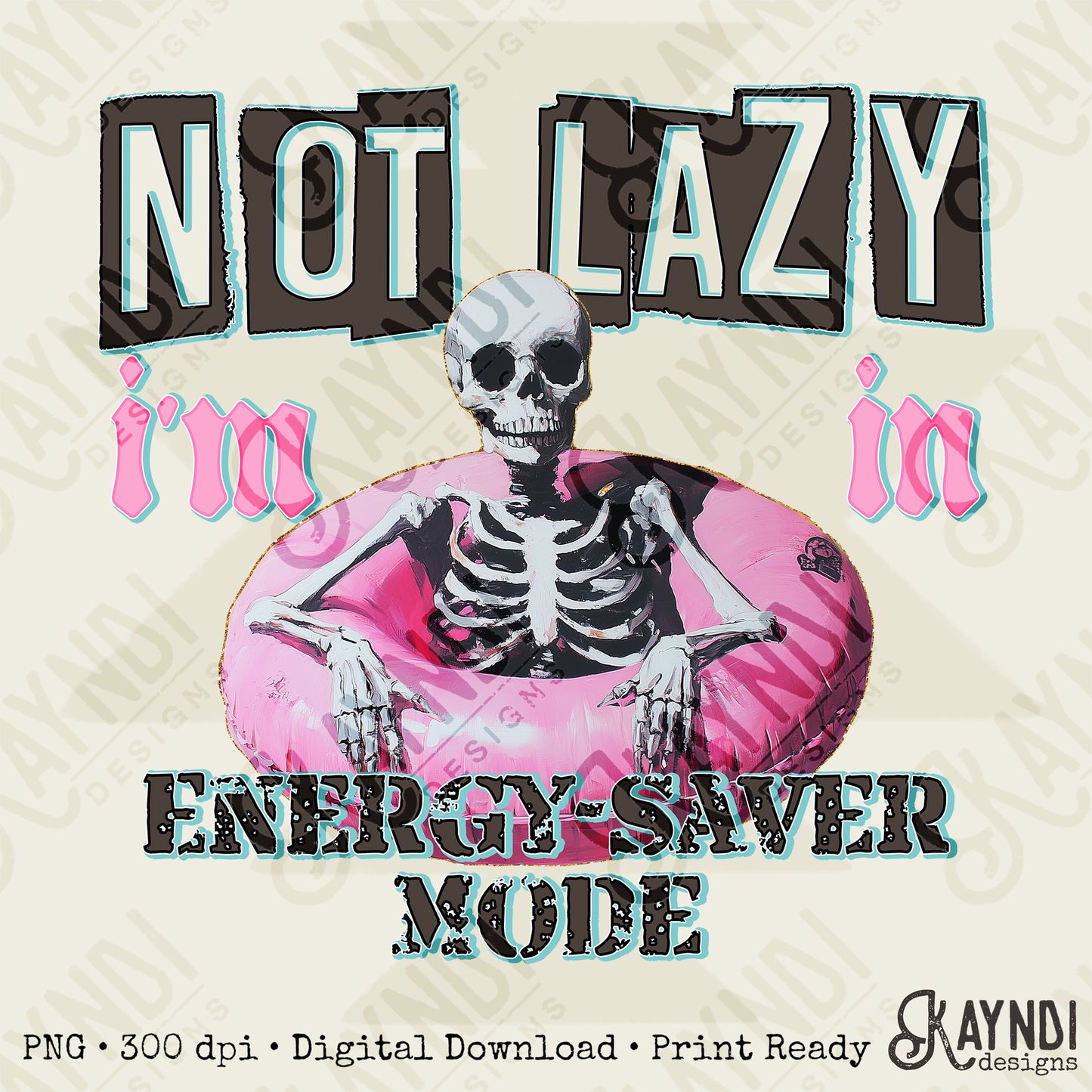 Energy Saver Mode Sublimation Design PNG Digital Download Printable Skeleton Floating Summer