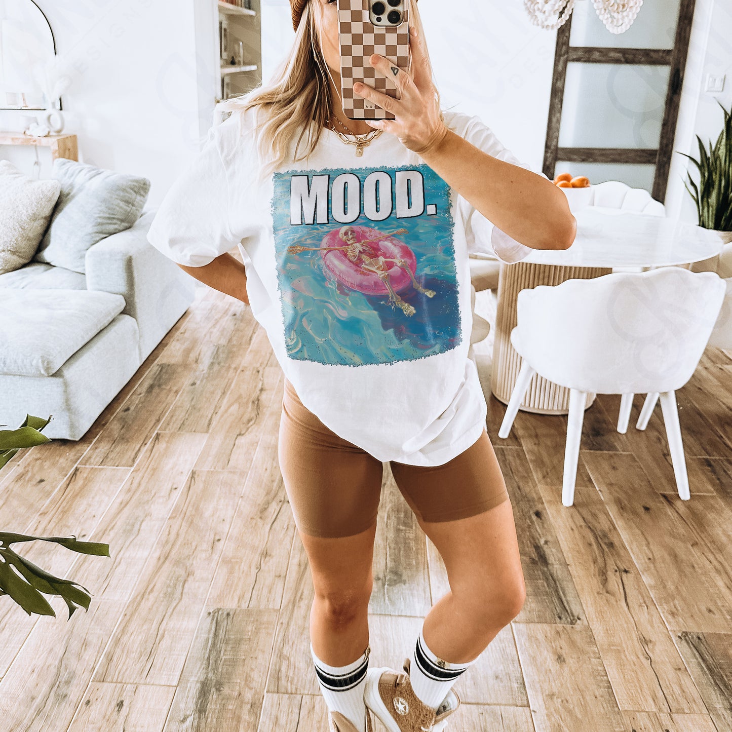 Mood Sublimation Design PNG Digital Download Printable Skeleton Floating Summer