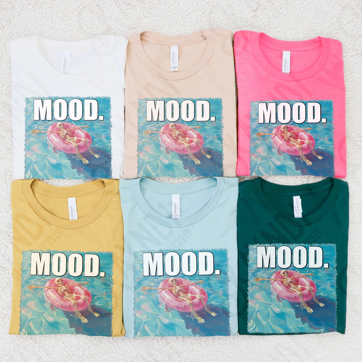Mood Sublimation Design PNG Digital Download Printable Skeleton Floating Summer