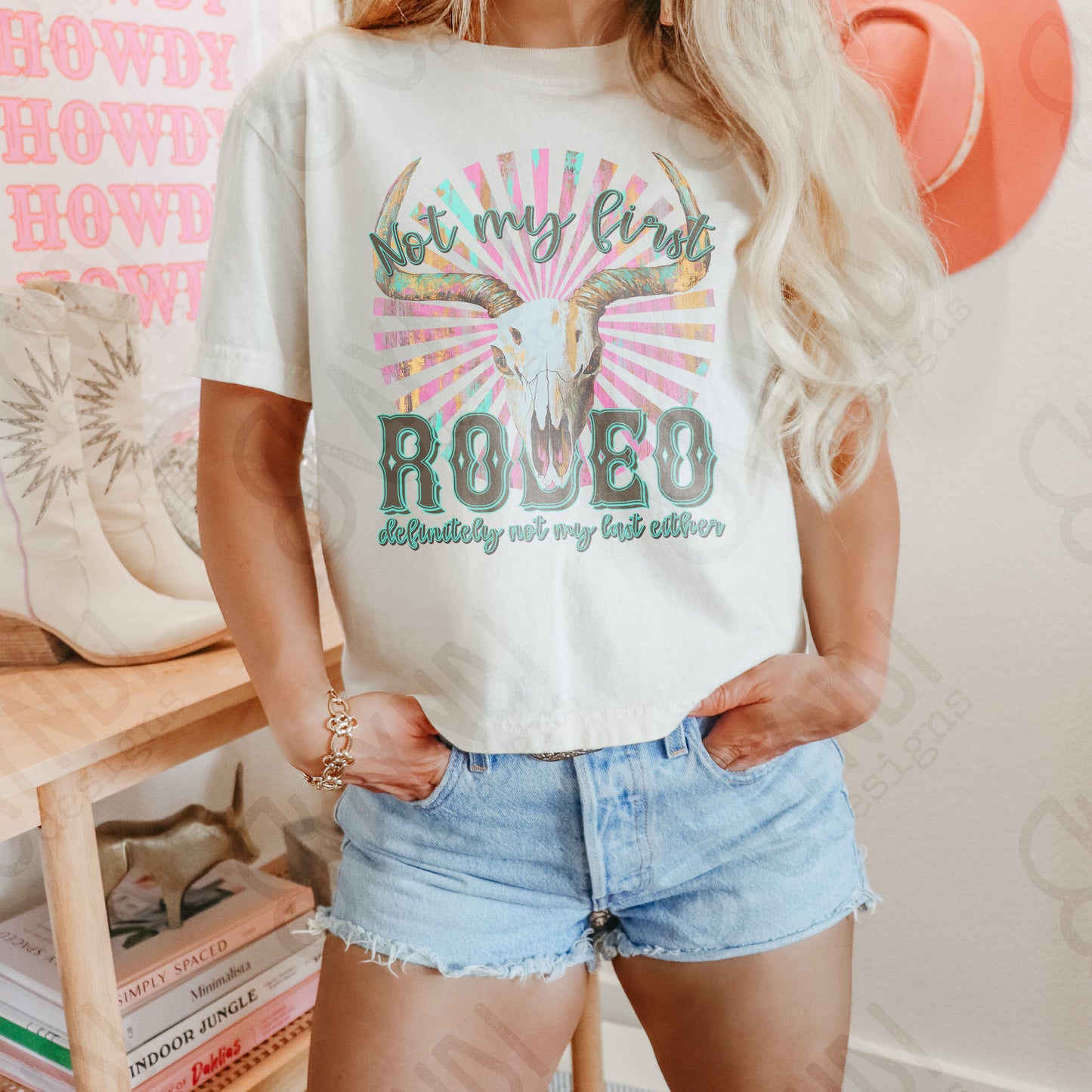 Not My First Rodeo Sublimation Design PNG Digital Download Printable Bull Skull Sunburst