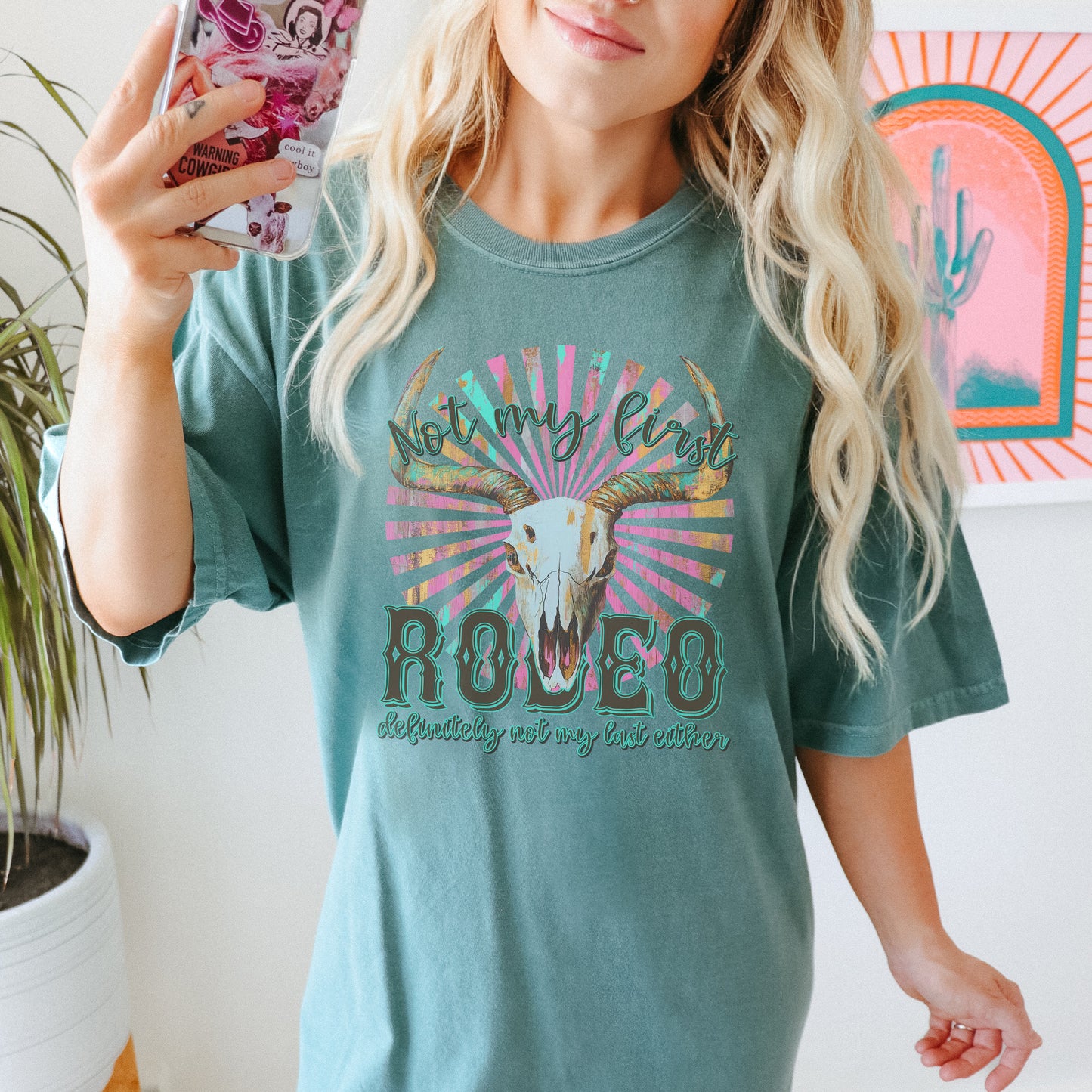 Not My First Rodeo Sublimation Design PNG Digital Download Printable Bull Skull Sunburst