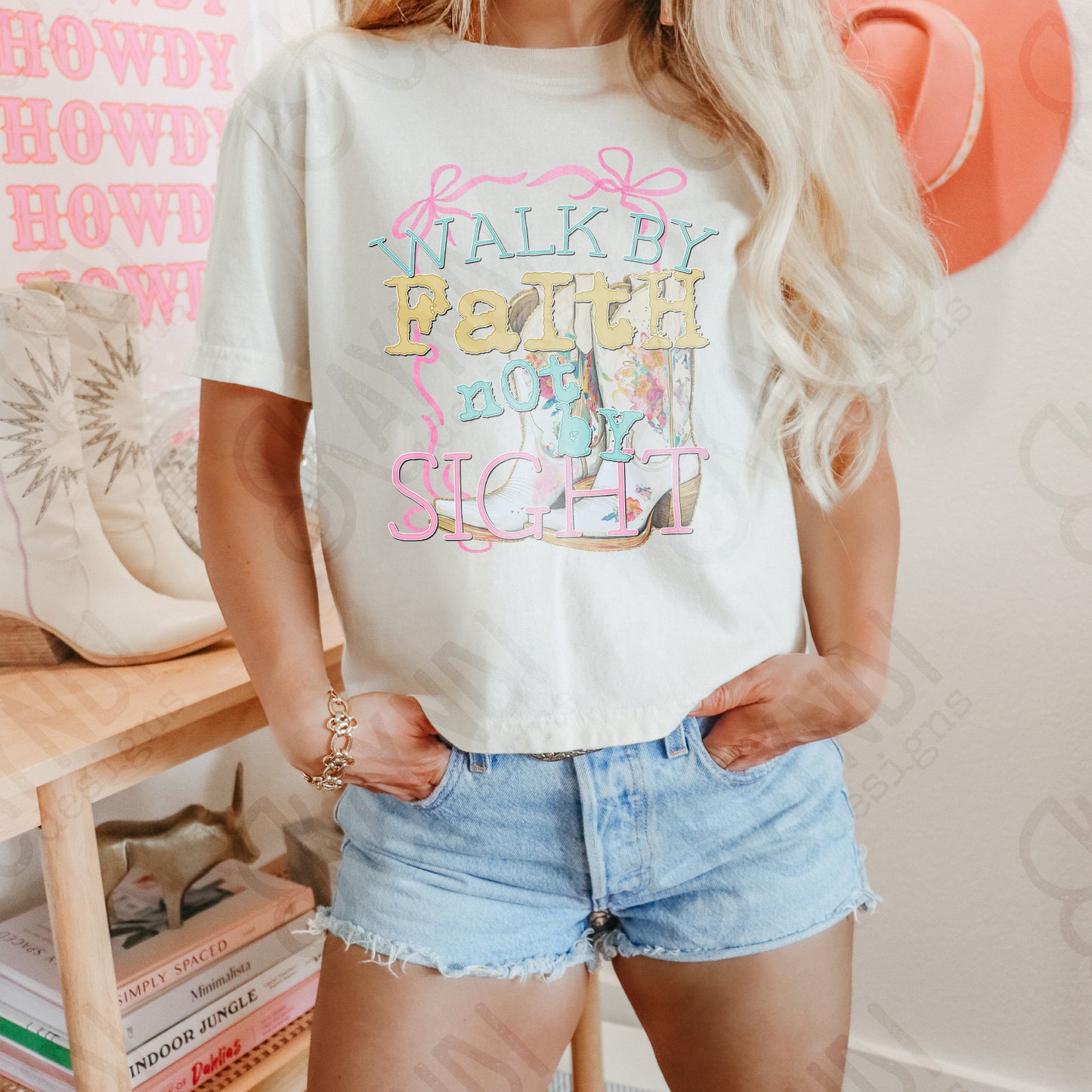 Walk by Faith Sublimation Design PNG Digital Download Printable Cowgirl Boots Western