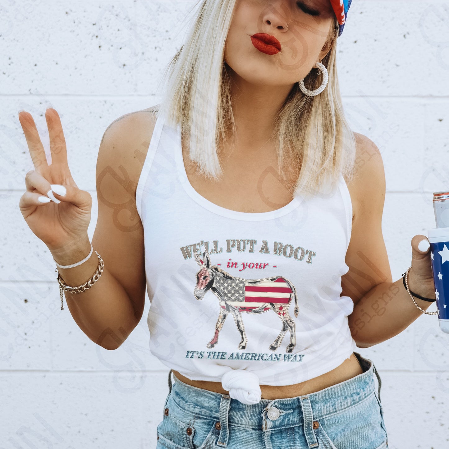 We'll Put a Boot in your A Sublimation Design PNG Digital Download Printable Donkey American Way
