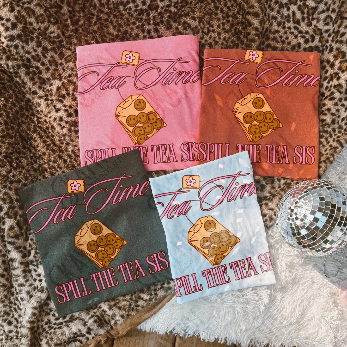 Tea Time Spill The Tea Sis Pink PNG Digiral Download Sublimation DTF Print