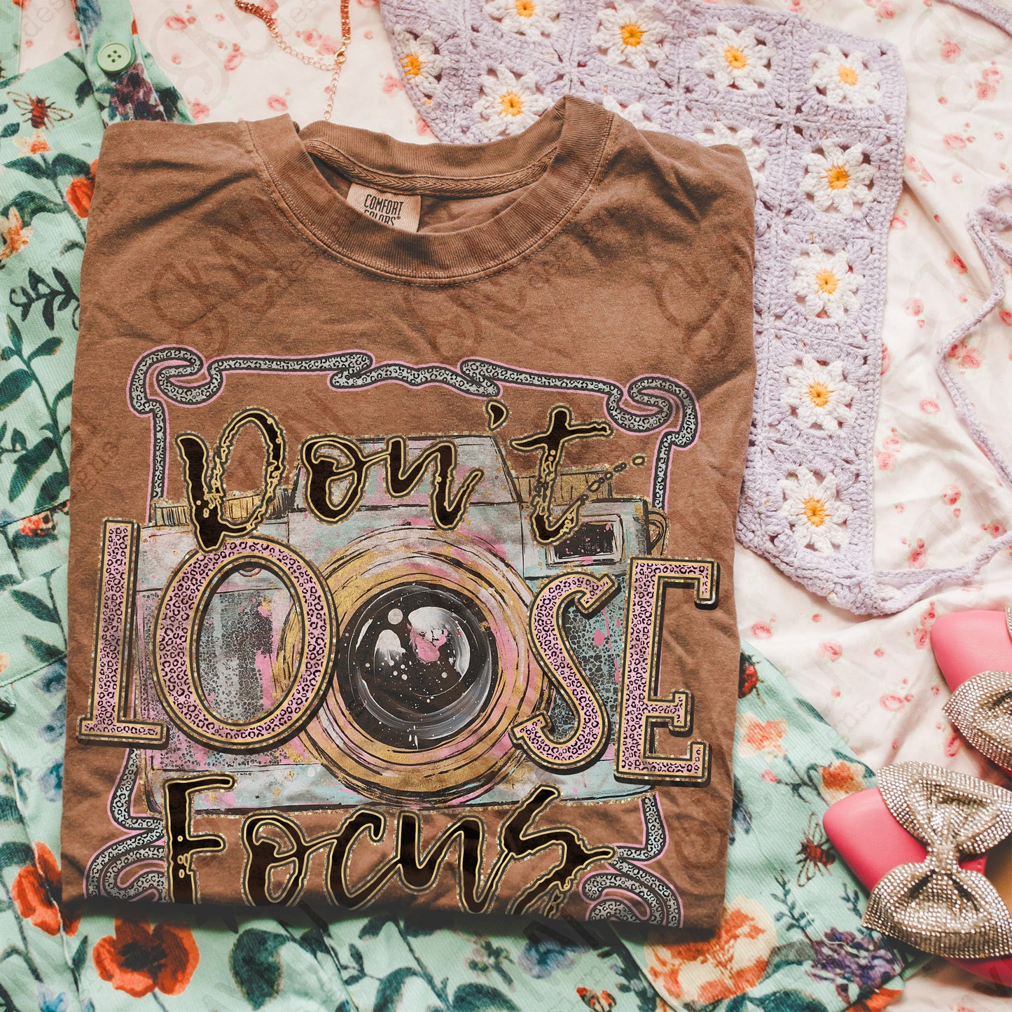 Dont Loose Focus Sublimation Design PNG Digital Download Printable Camera Photography Sparkle