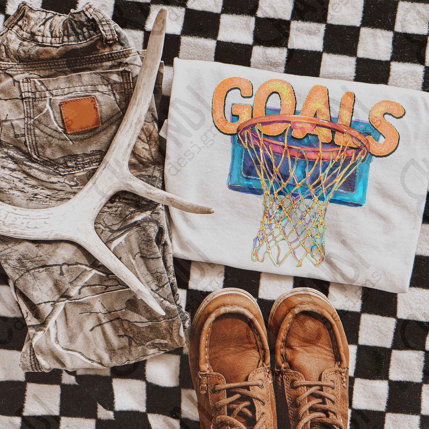 Goals Sublimation Design PNG Digital Download Printable Basketball Hoop Vintage