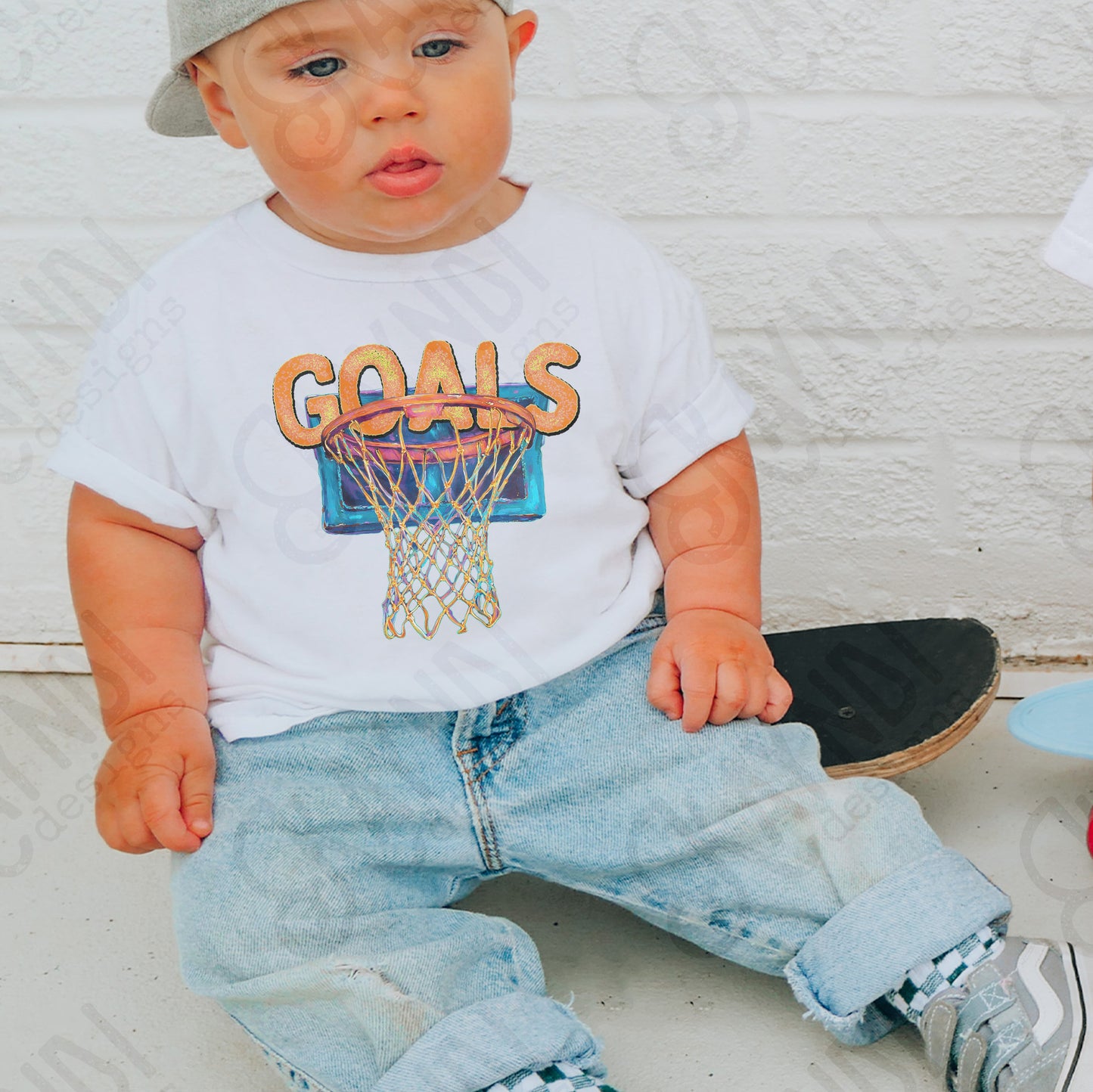 Goals Sublimation Design PNG Digital Download Printable Basketball Hoop Vintage