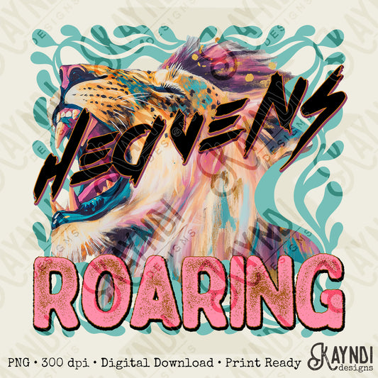 Heavens Roaring Sublimation Design PNG Digital Download Printable Faith Lion Vintage