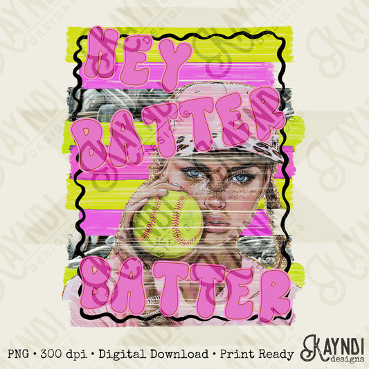 Hey Batter Batter Sublimation Design PNG Digital Download Printable Softball Pink Cheetah