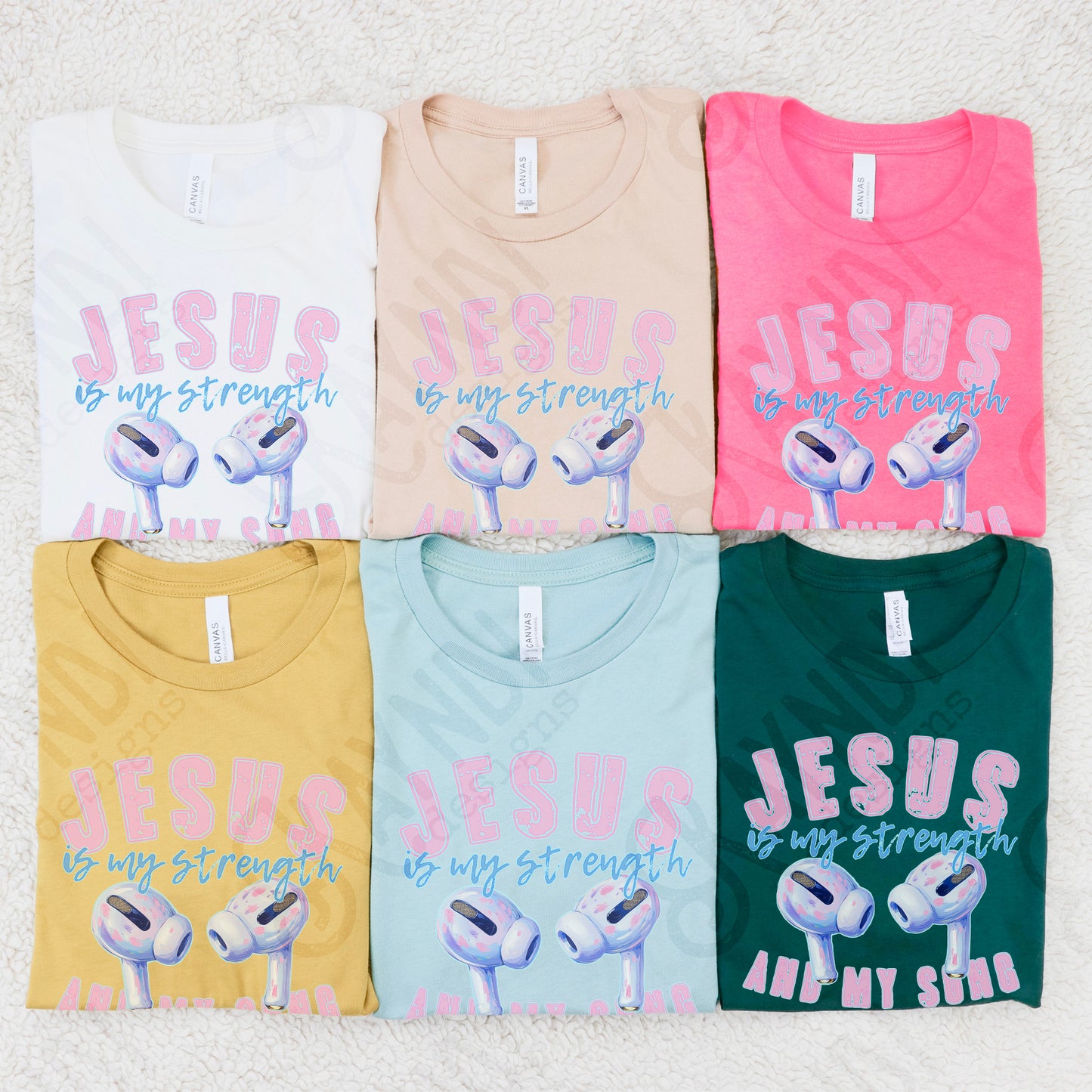 Jesus is My Strength and My Song Earbuds Sublimation Design PNG Digital Download Printable Music Faith Pastels