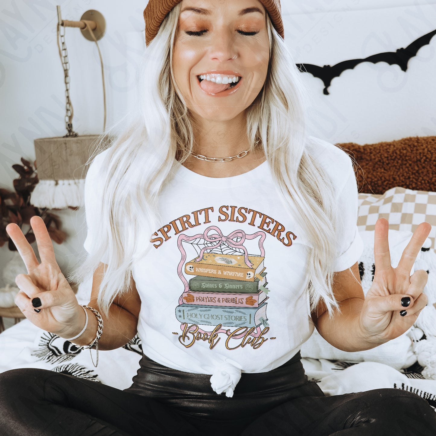 Spirit Sisters Book Club Sublimation Design PNG Digital Download Printable Halloween Preppy Reading
