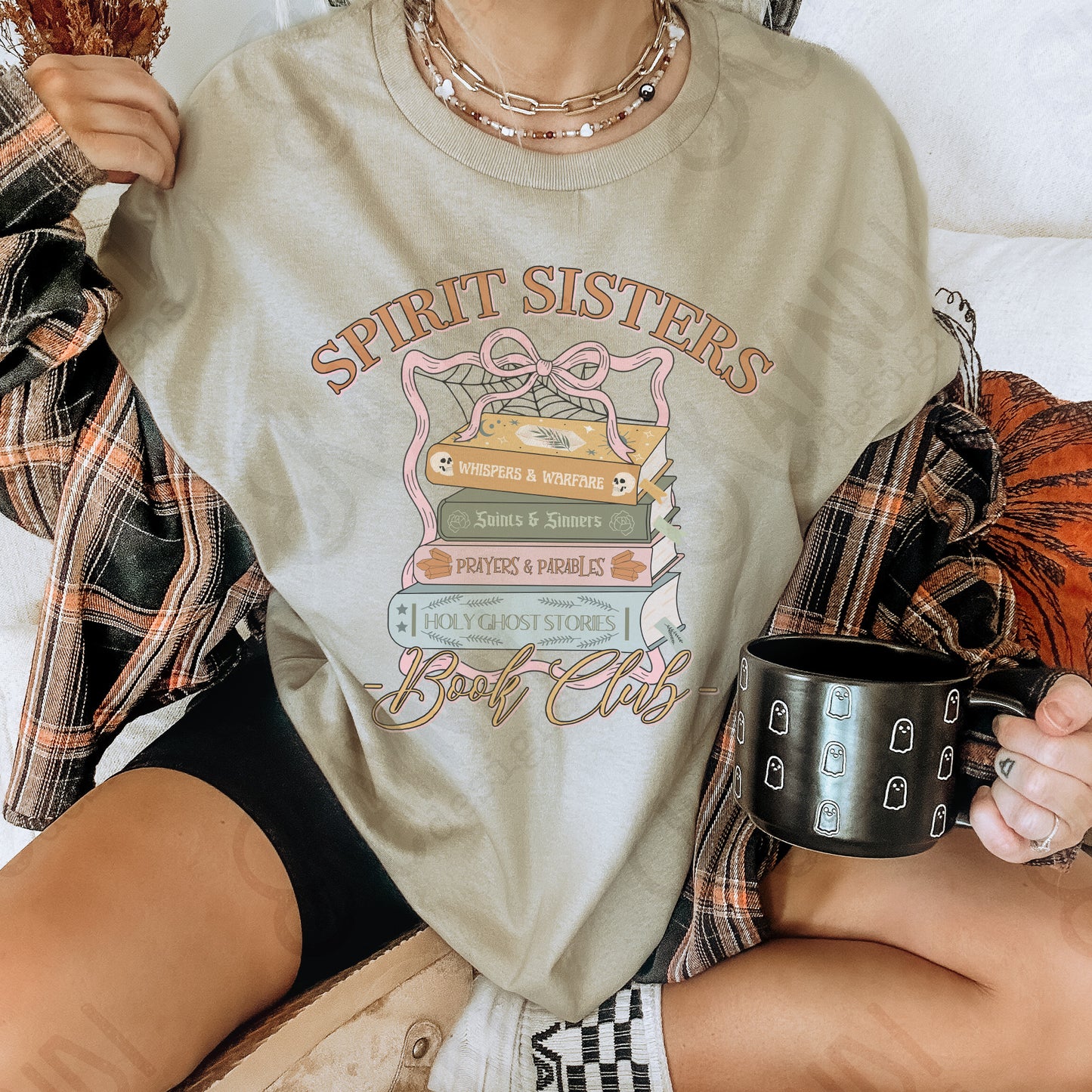 Spirit Sisters Book Club Sublimation Design PNG Digital Download Printable Halloween Preppy Reading