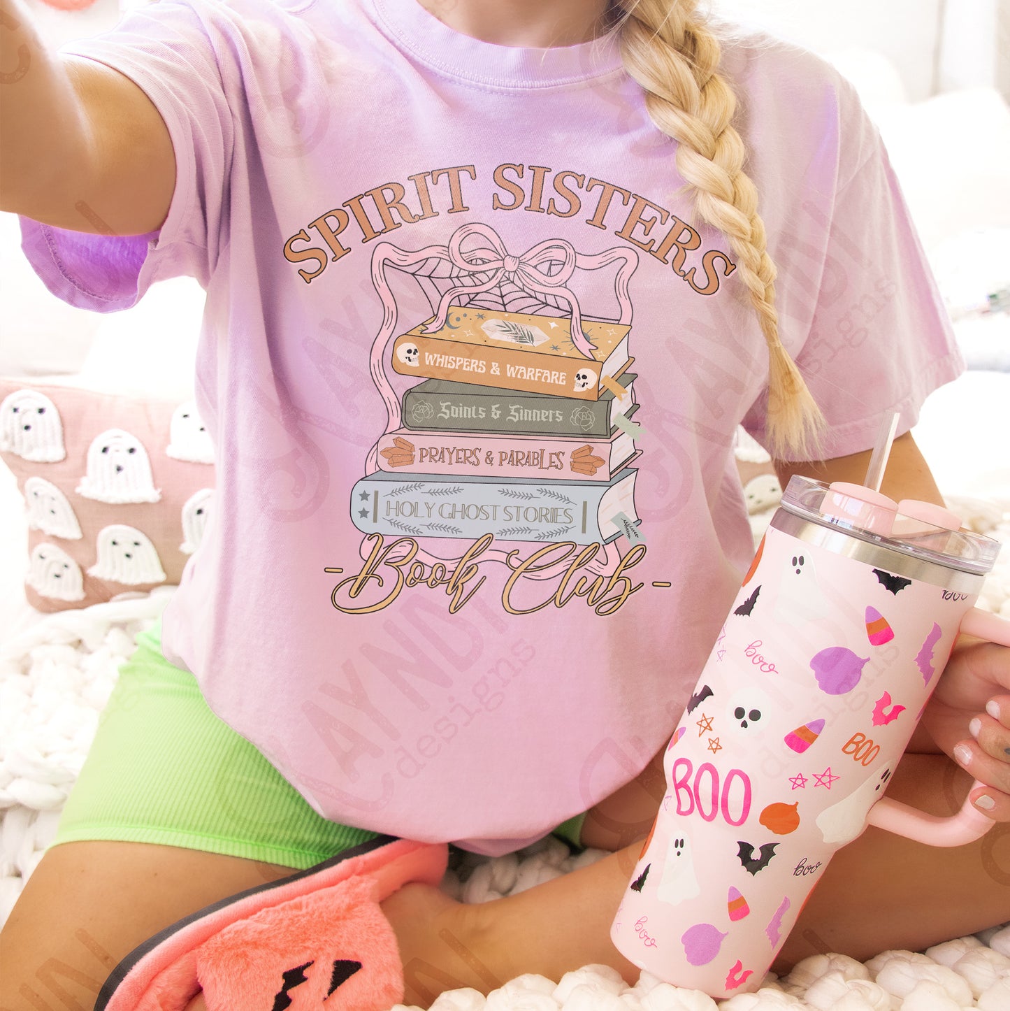 Spirit Sisters Book Club Sublimation Design PNG Digital Download Printable Halloween Preppy Reading