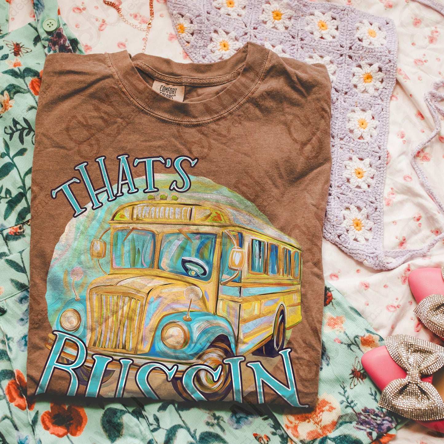 Thats Bussin Blue Sublimation Design PNG Digital Download Printable Boys School Bus