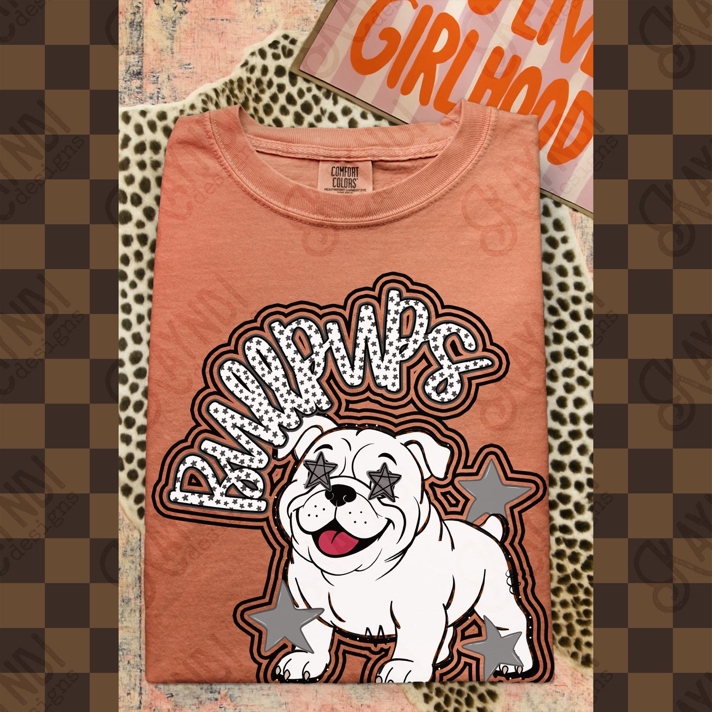 Friendly Mascot Bullpup Black Neutral PNG Digital Download Sublimation DTF Print Preppy Colorful Mascot Spirit