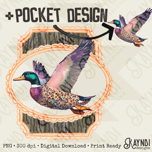 Duck Camo 2 Sublimation Design PNG Digital Download Printable Vintage Pocket Design Hunting