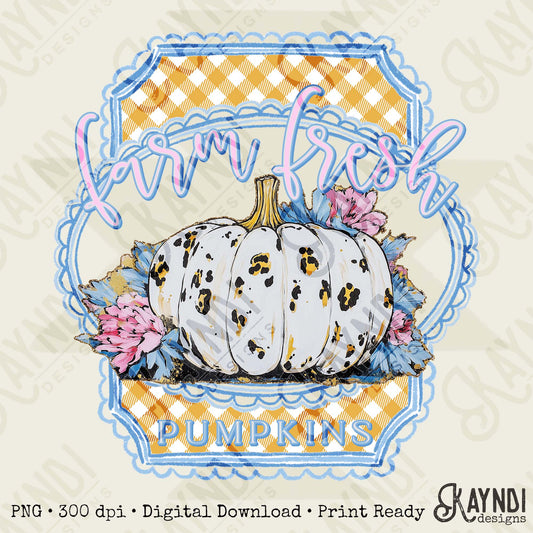 Farm Fresh Pumpkins Sublimation Design PNG Digital Download Cheetah Pumpkins Fall