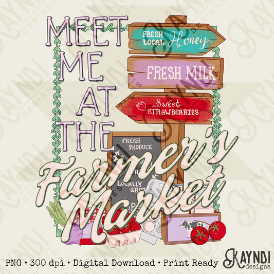 Meet Me at the Farmers Market Sublimation Design PNG Digital Download Country Vintage Strawberries