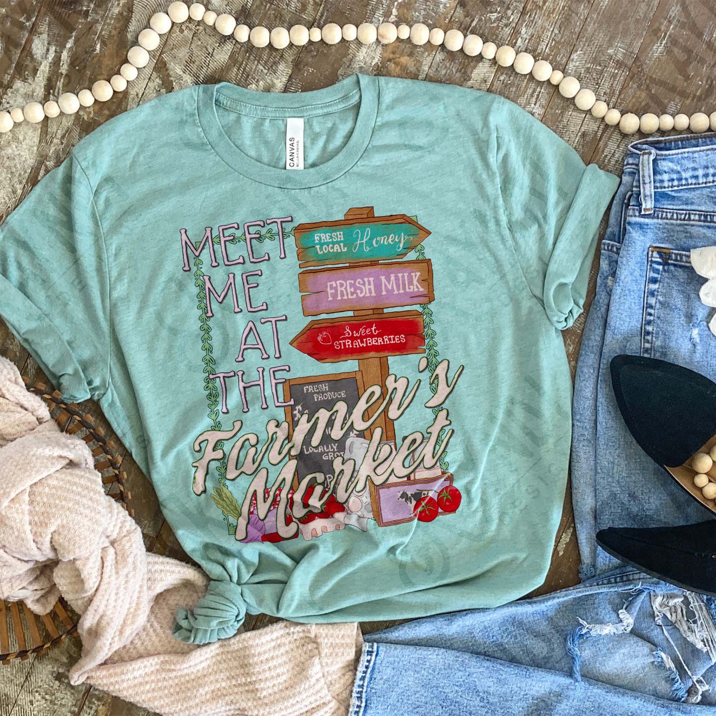 Meet Me at the Farmers Market Sublimation Design PNG Digital Download Country Vintage Strawberries