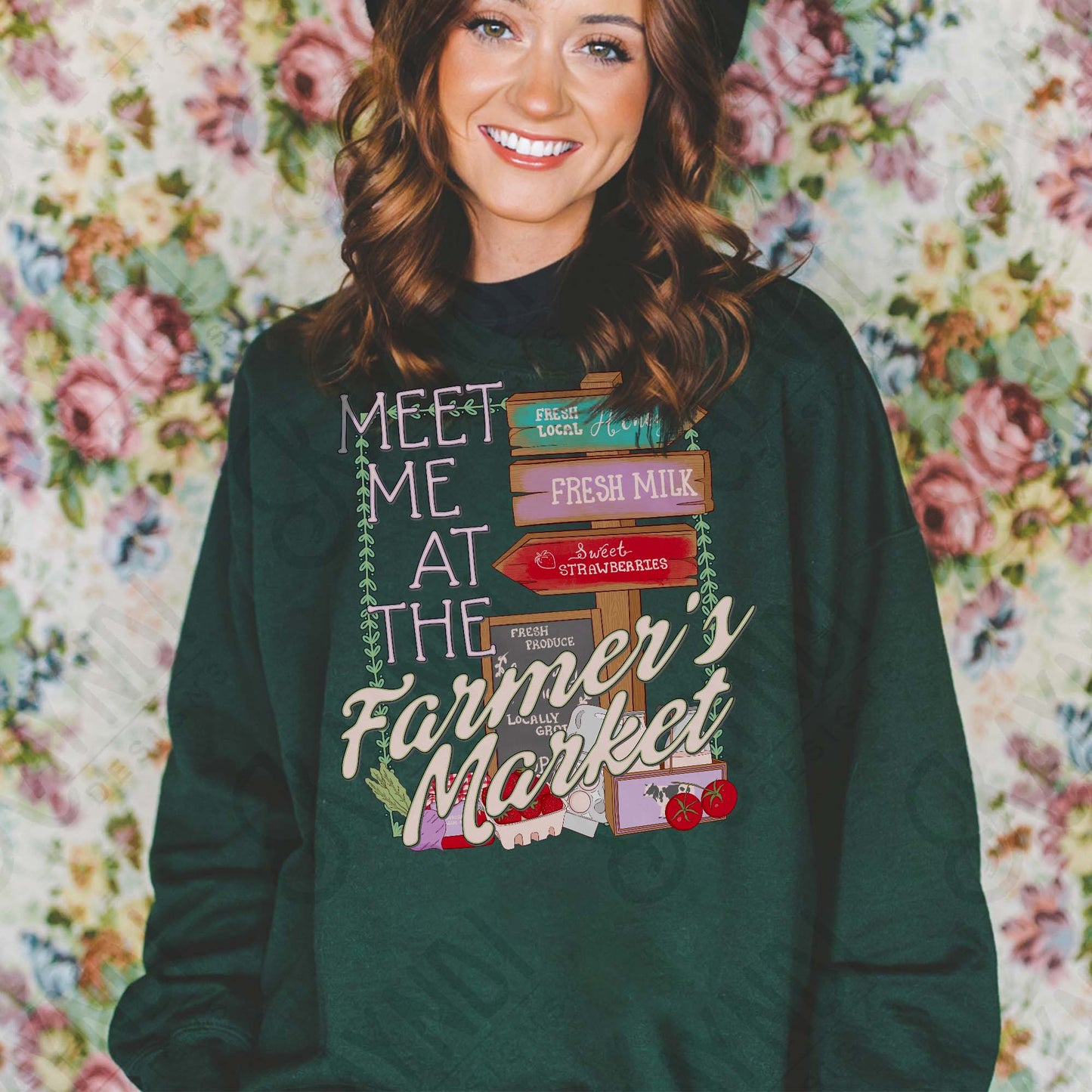 Meet Me at the Farmers Market Sublimation Design PNG Digital Download Country Vintage Strawberries