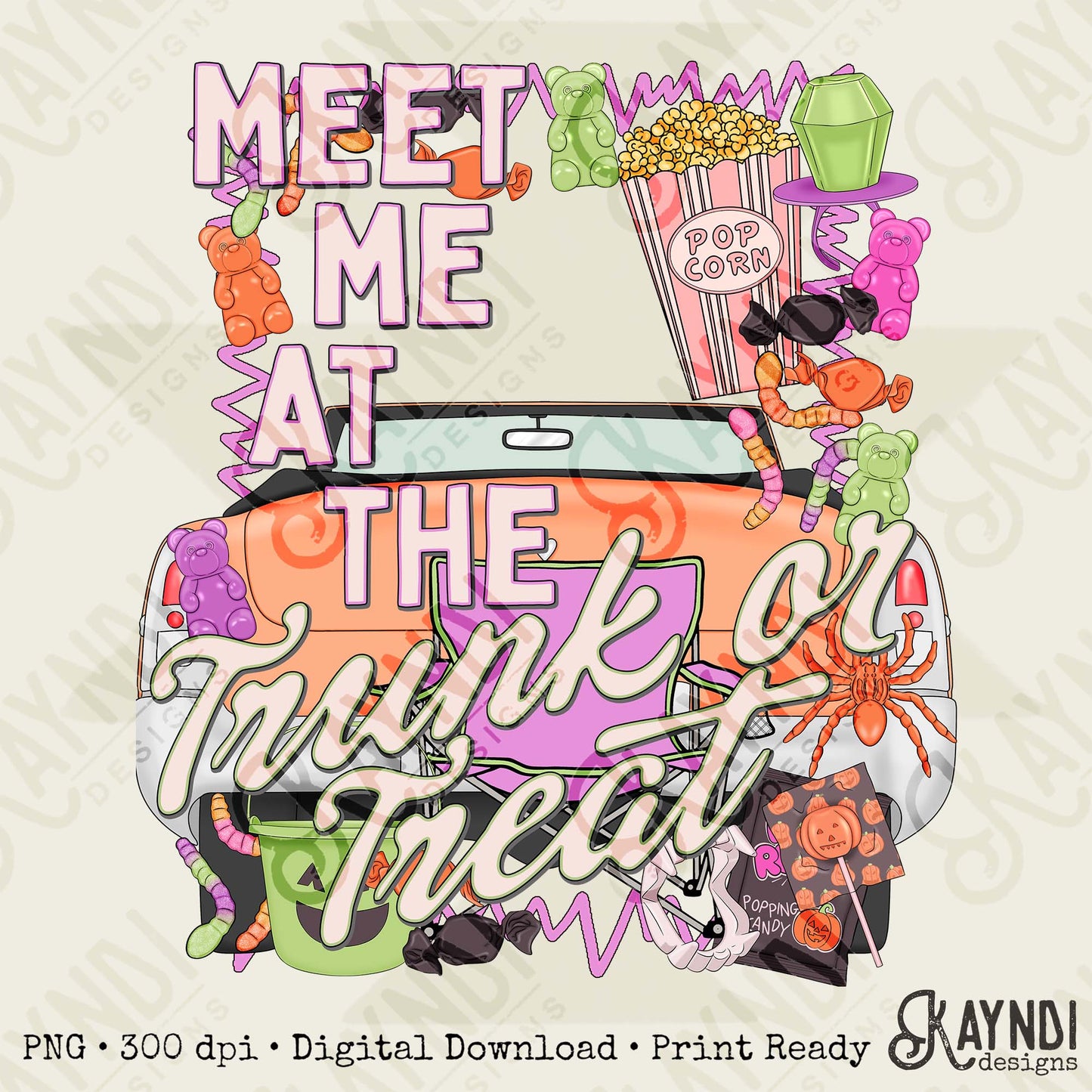 Meet Me at the Trunk or Treat Sublimation Design PNG Digital Download Halloween Treats Candy