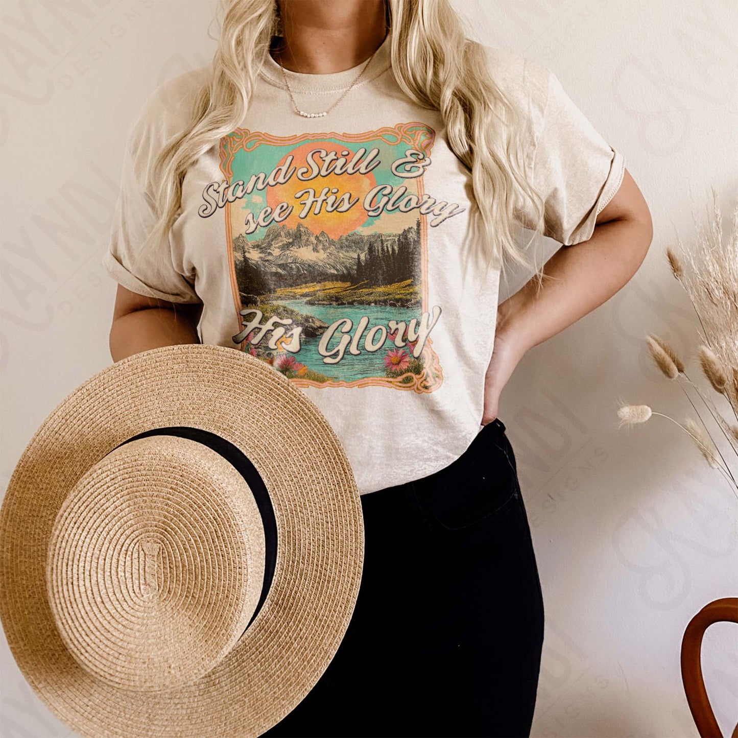 Stand Still Sublimation Design PNG Digital Download Faith Mountains Scenic Christian