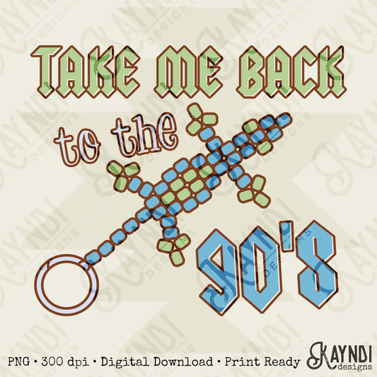 Take Me Back to the 90s 2 Sublimation Design PNG Digital Download Printable Retro Vintage Green Blue Lizard