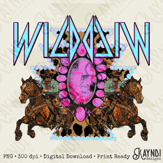 Wild Wild Sublimation Design PNG Digital Download Western Horse Riding Cheetah