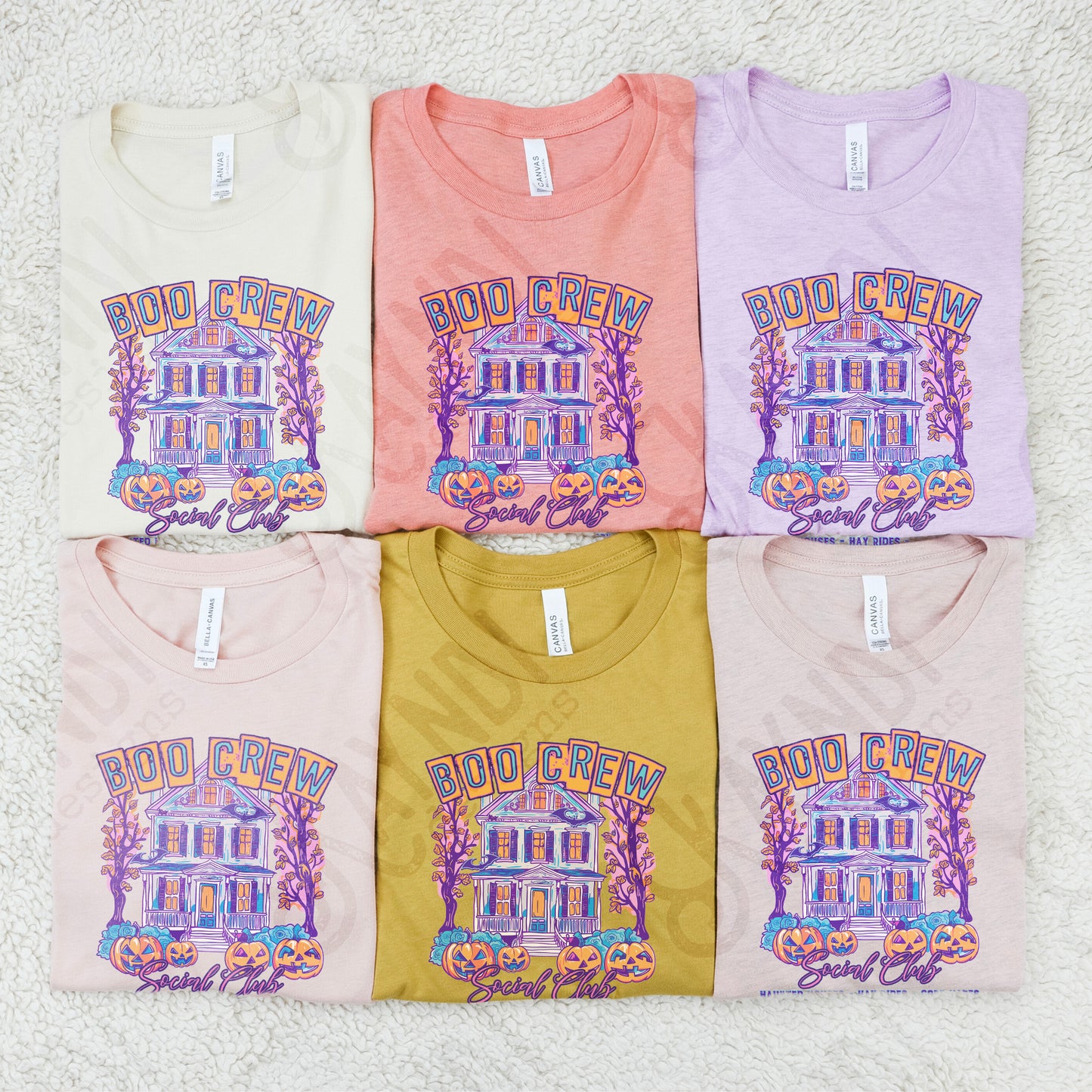 Boo Crew Lavender Sublimation Design PNG Digital Download Printable Halloween Haunted House Bat Pumpkins