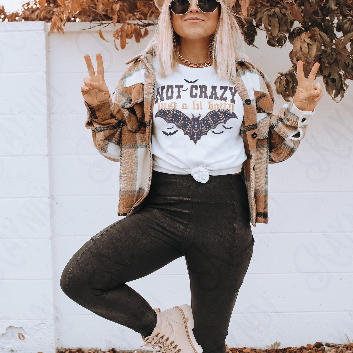 Not Crazy Just a Little Batty Sublimation Design PNG Digital Download Printable Halloween Bats Crazy