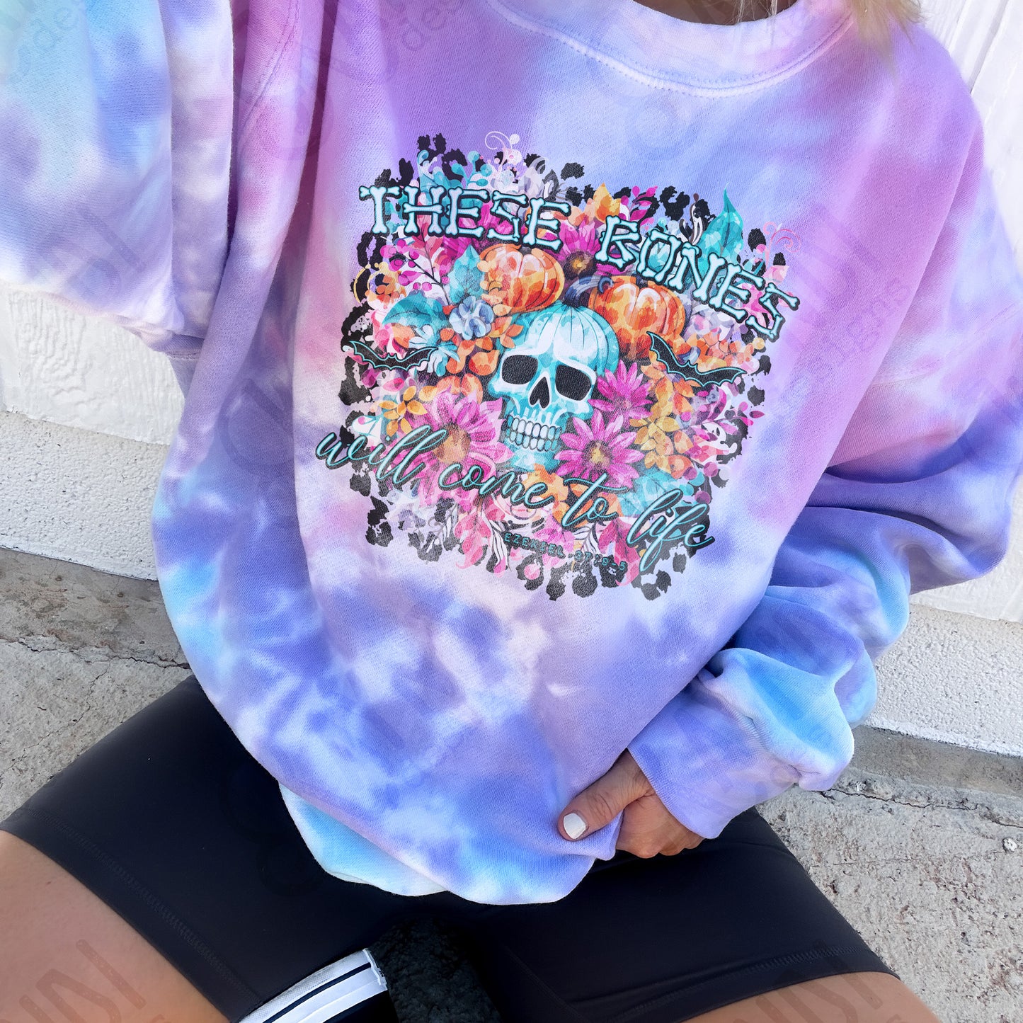 These Bones Sublimation Design PNG Digital Download Printable Skull Vintage Flowers Halloween Floral